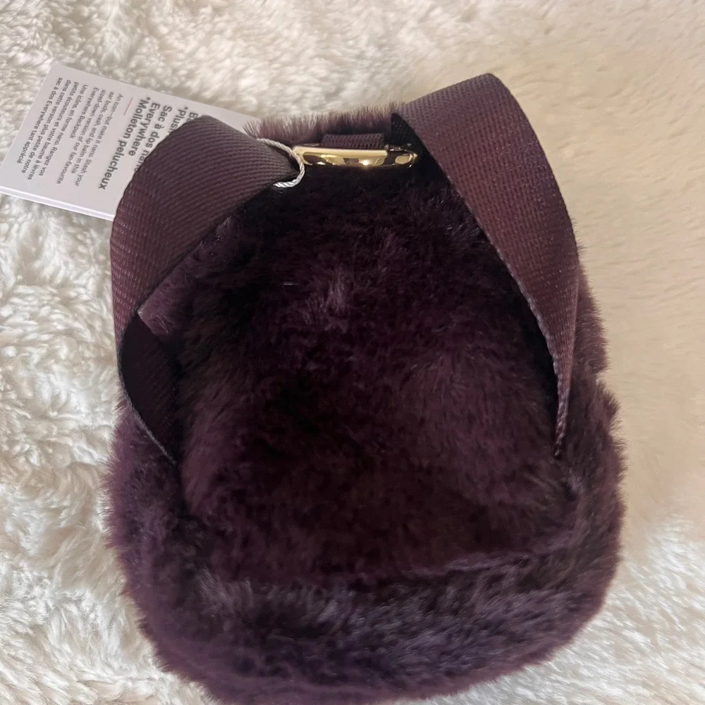 Lululemon Everywhere Nano Backpack Plush Fleece Black Plum Gold Womens Accessory